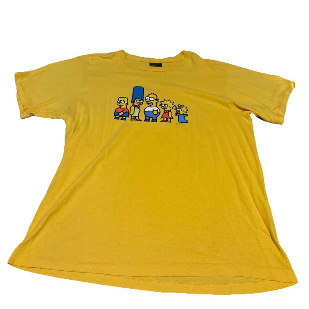 Vintage Simpsons Matt Groening Homer Marge Bart Maggie Yellow Tee Single Size L